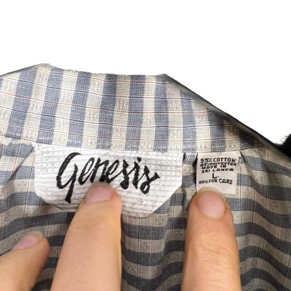 Vintage 90s Grey Stripe Button Up Long Sleeve Top Large - Picture 3 of 6